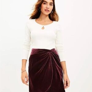 LOFT Velvet Skirt with Gathered Faux Wrap Front - Size 10